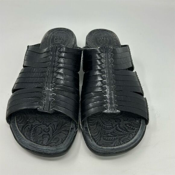 Ariat Women's Costa Huarache Slide Sandals Black Strappy Leather Size 9 Casual - Picture 4 of 12